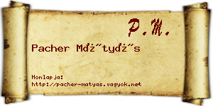 Pacher Mátyás névjegykártya
